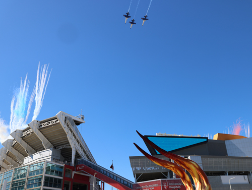 NASA flyover at Browns game - Three Freedom 250 F-5 jets